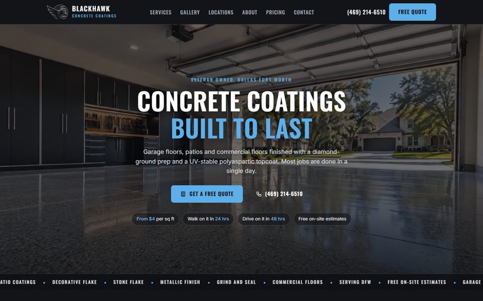 Blackhawk Concrete Coatings homepage