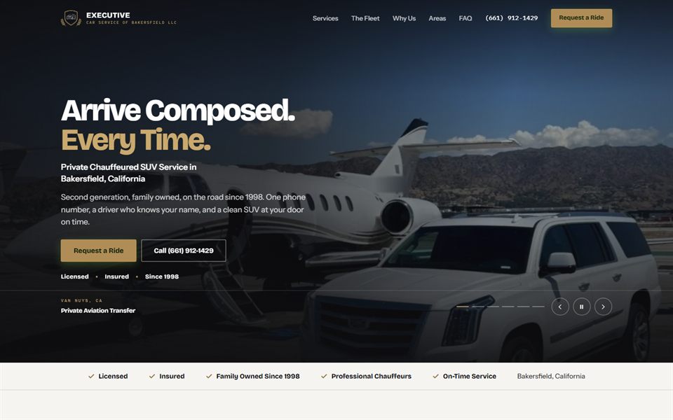Executive Car Service of Bakersfield homepage
