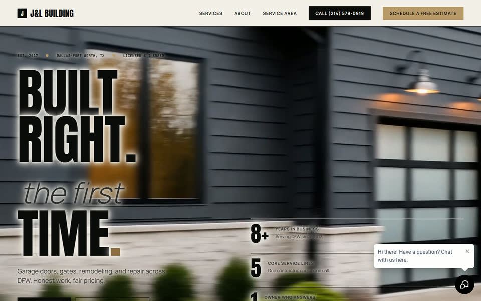 J&L Building Services homepage