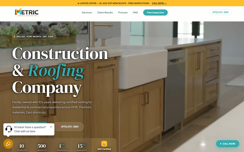 Metric Contractors homepage